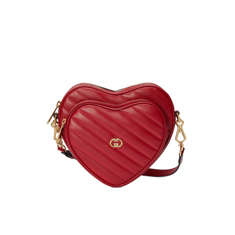 Gucci- Interlocking G Heart Shoulder Bag Red