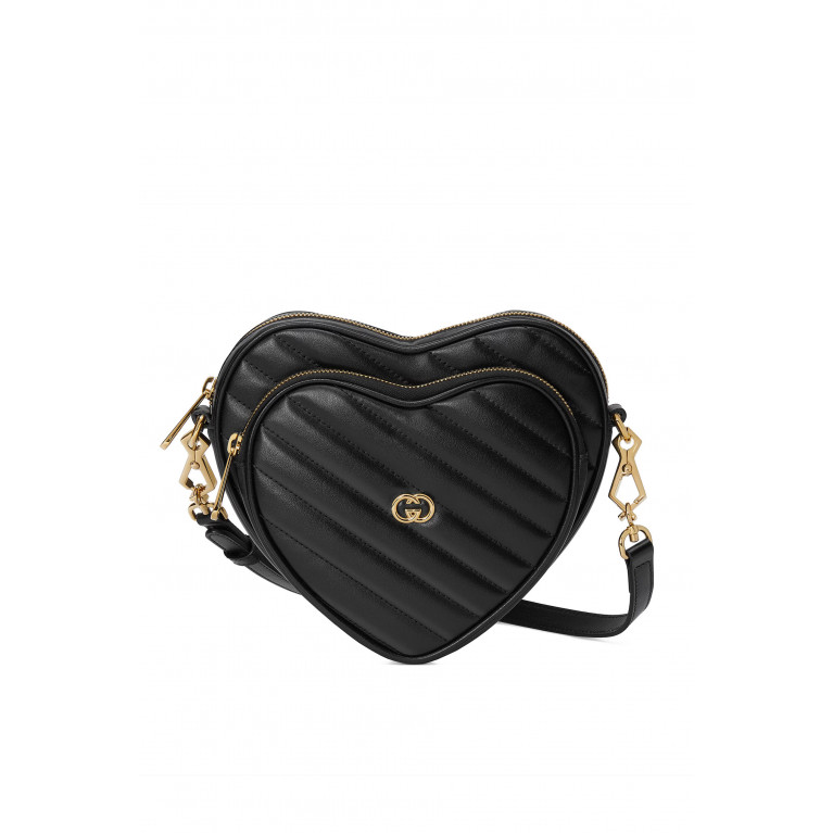 Gucci- Interlocking G Heart Shoulder Bag Black