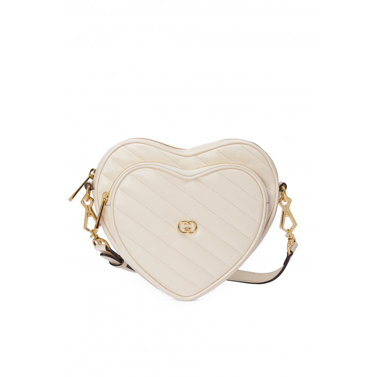 Gucci- Interlocking G Heart Shoulder Bag Ivory