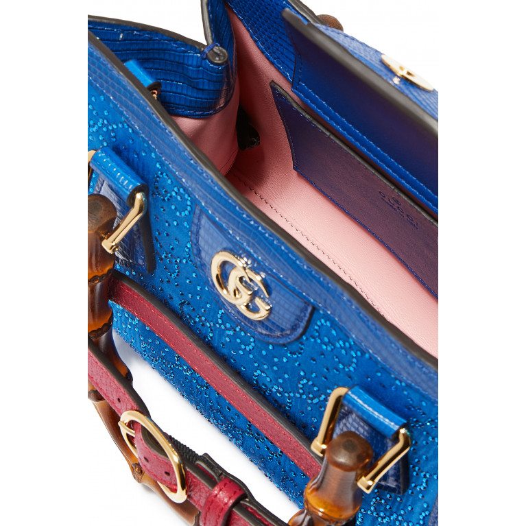 Gucci- Diana Mini Rhinestone-Embellished Tote Bag Blue