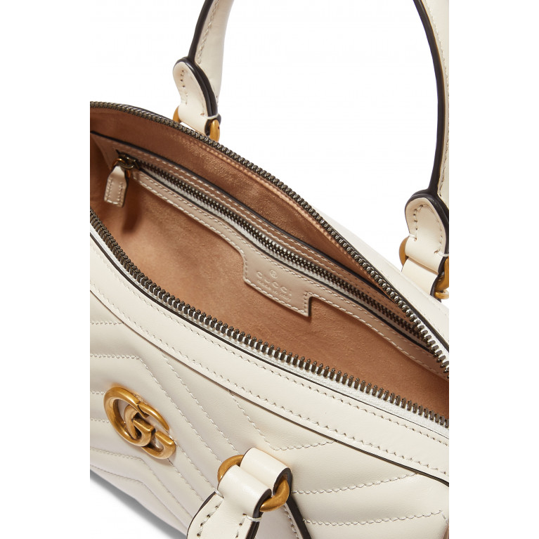 Gucci- GG Marmont Small Top Handle Bag White