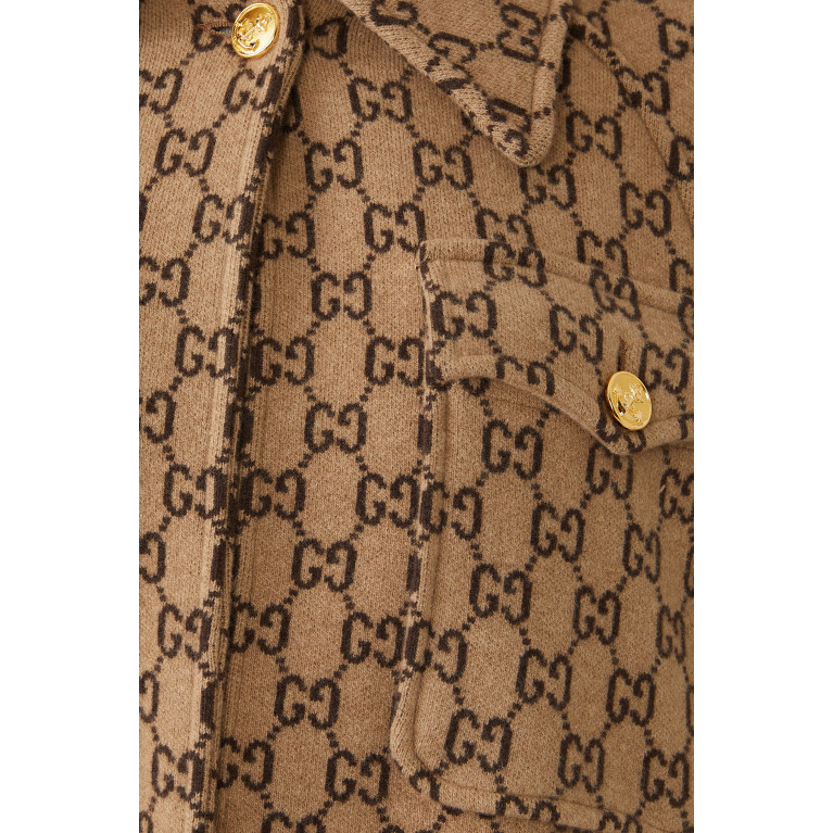 Gucci- GG Monogram Wool Cape Brown