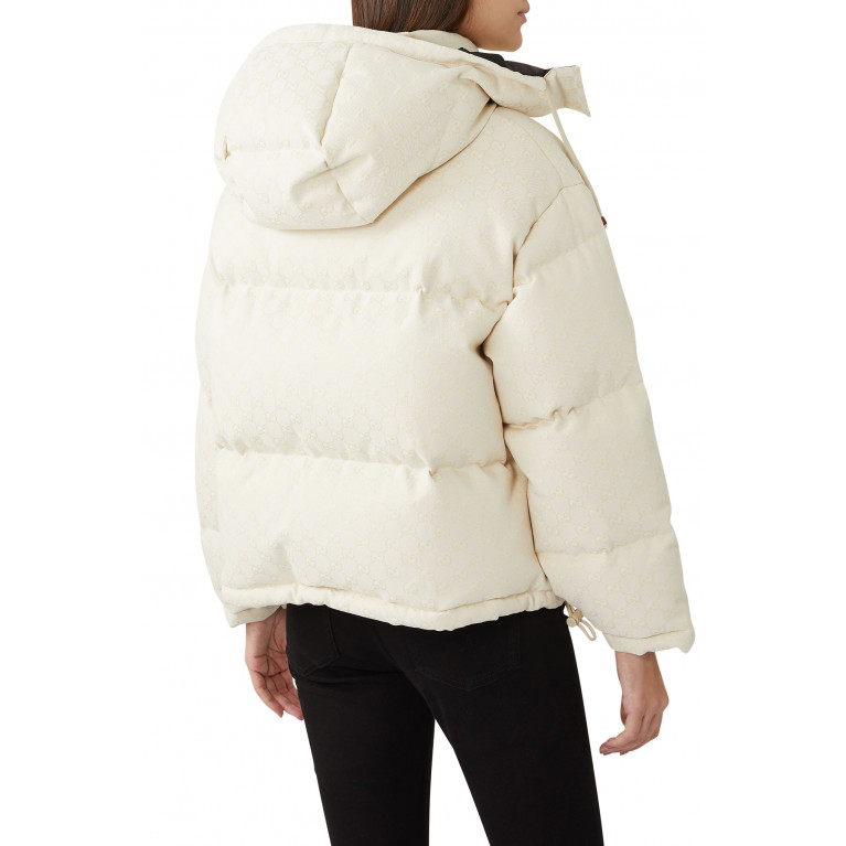 Gucci- GG Cotton Canvas Bomber Puffer Jacket White