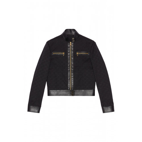 Gucci- GG Canvas & Leather Jacket Black