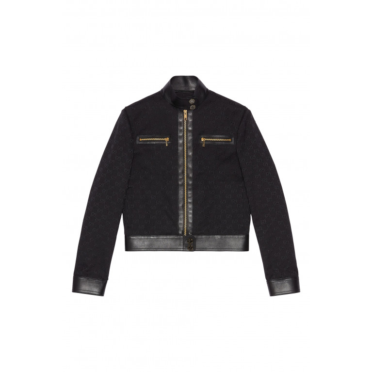 Gucci- GG Canvas & Leather Jacket Black