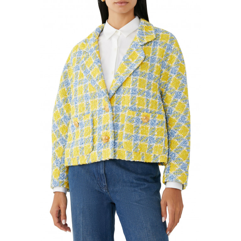 Gucci- Check Lamé Tweed Jacket Yellow