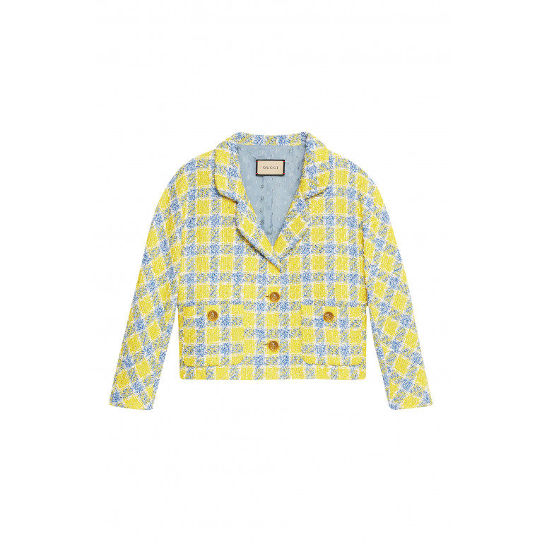 Gucci- Check Lamé Tweed Jacket Yellow