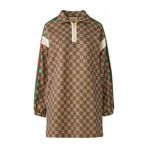 Gucci- GG Technical Jersey Dress Brown