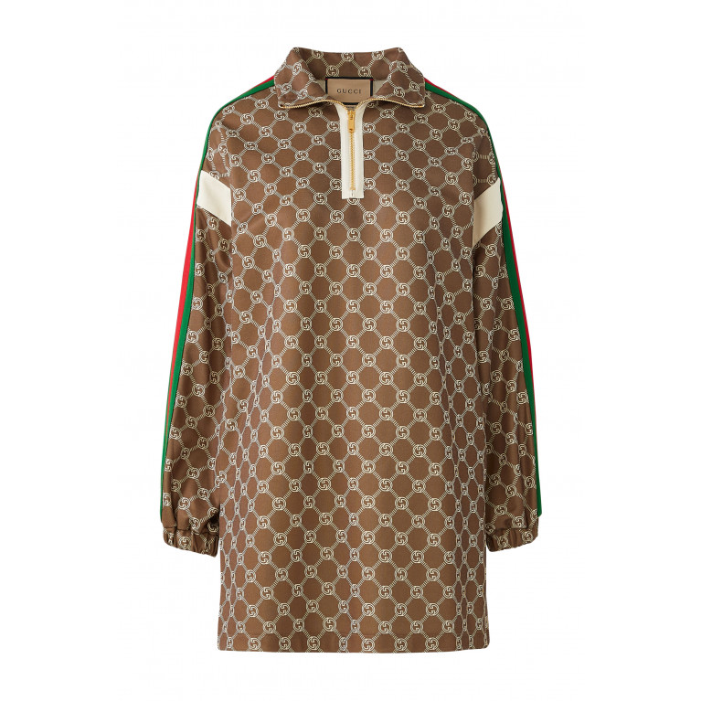 Gucci- GG Technical Jersey Dress Brown