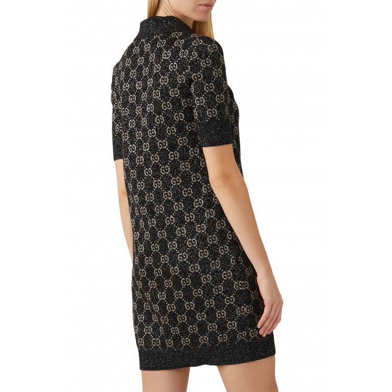 Gucci- GG Monogram Polo Dress Black