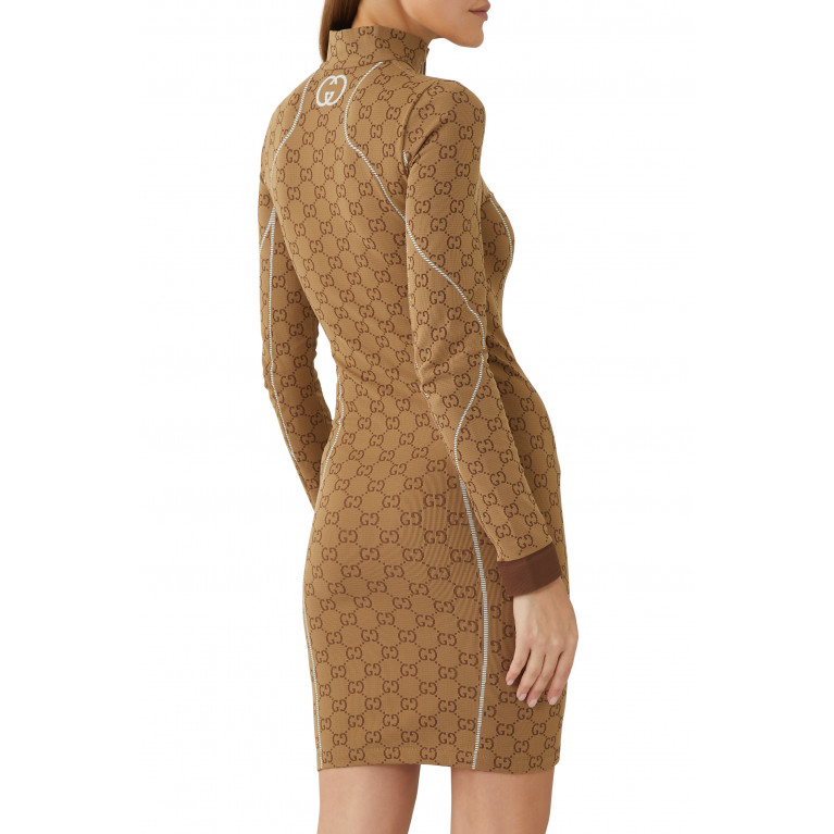 Gucci- GG Jersey Jacquard Dress Beige/Ebony