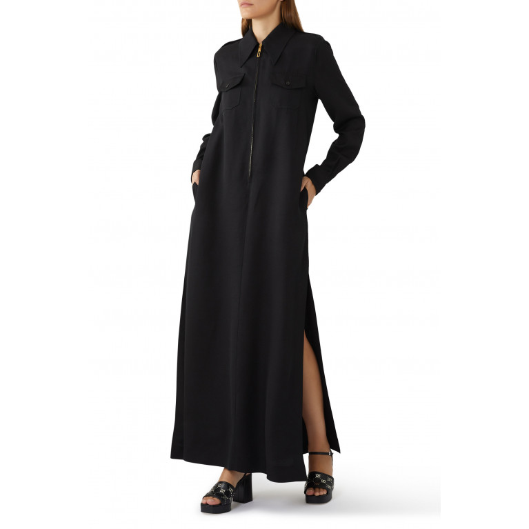 Gucci- Viscose Silk Maxi Dress With Belt Black