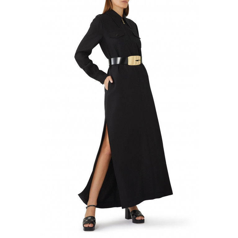 Gucci- Viscose Silk Maxi Dress With Belt Black