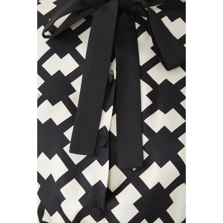 Gucci- Rhombus Tile Print Silk Dress Ivory/Black