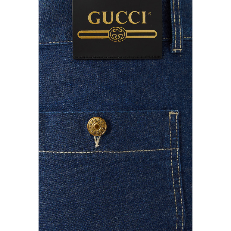 Gucci- Denim GG Monogram Cuff Pants Blue