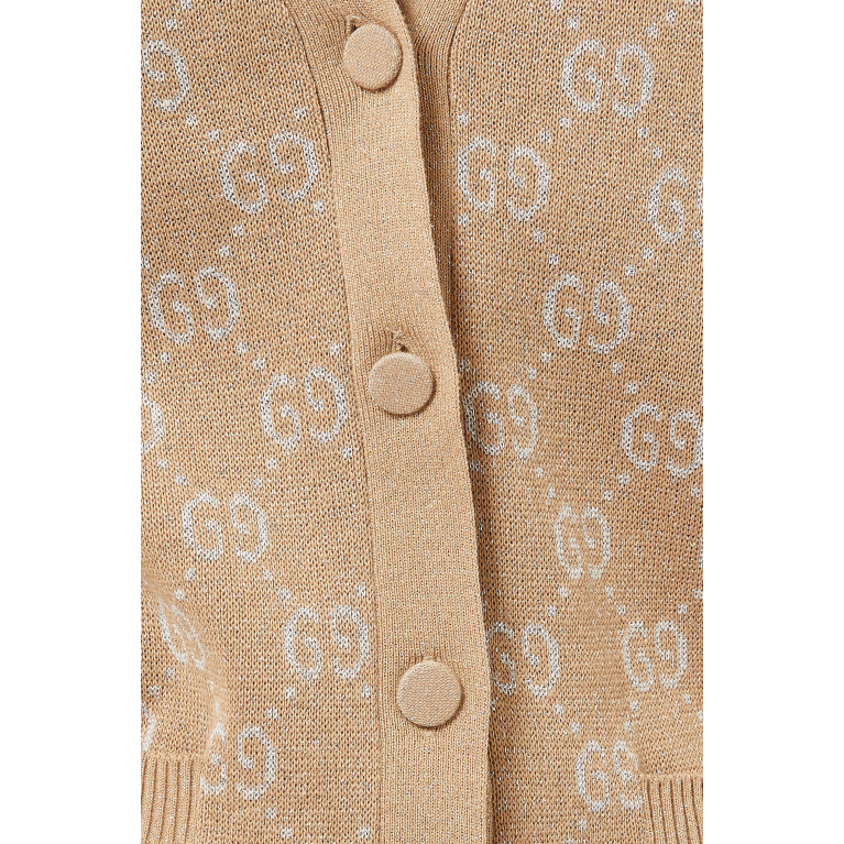 Gucci- GG Intarsia-Knit Cardigan Beige