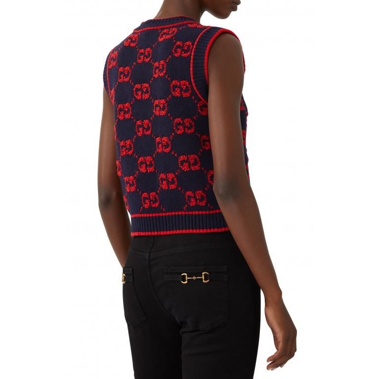 Gucci- Monogram Wool Jacquard Vest Multicolor
