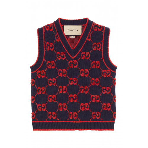 Gucci- Monogram Wool Jacquard Vest Multicolor