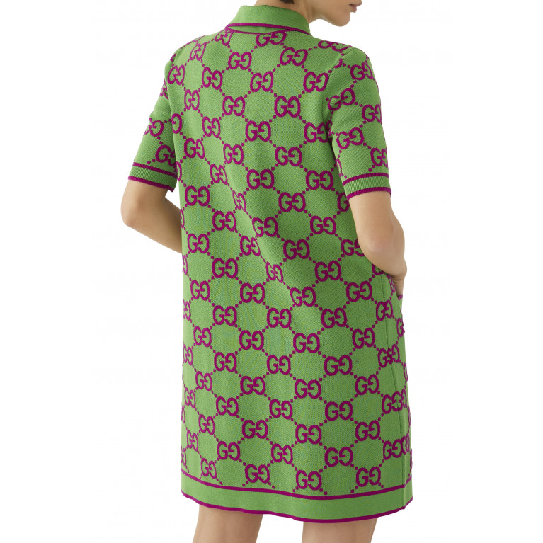 Gucci- Silk Blend Polo Dress Green