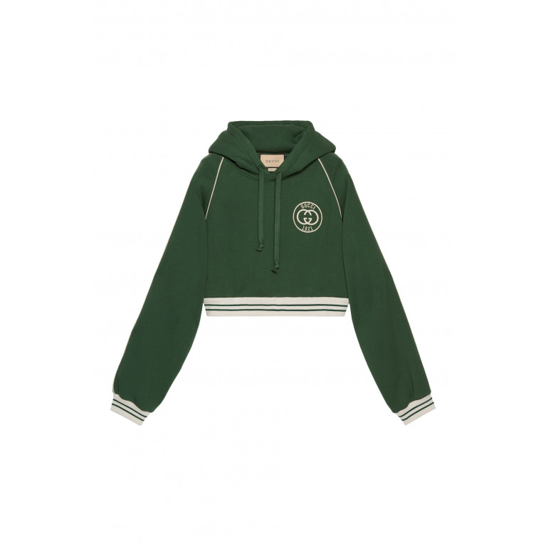 Gucci- Cotton Jersey Hooded Sweatshirt Green