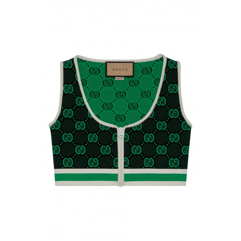 Gucci- GG Stretch Viscose Jacquard Top Black/Green