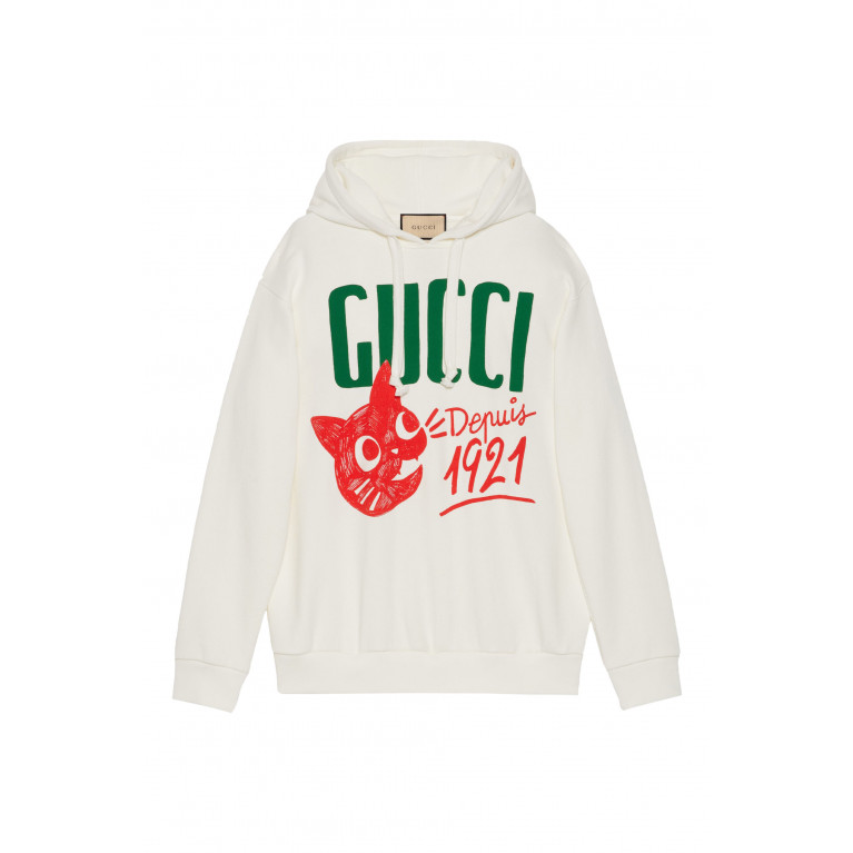 Gucci- Oversized Depuis 1921 Hoodie White