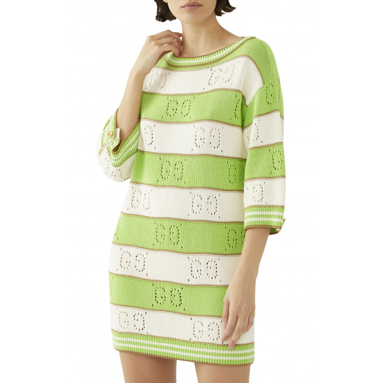 Gucci- GG Striped Knit Dress Green/White