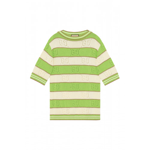 Gucci- GG Striped Knit Dress Green/White