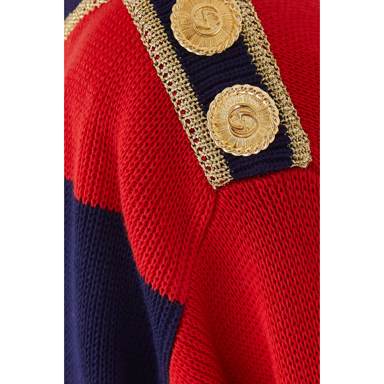 Gucci- Striped Cotton Sweater Red/Navy