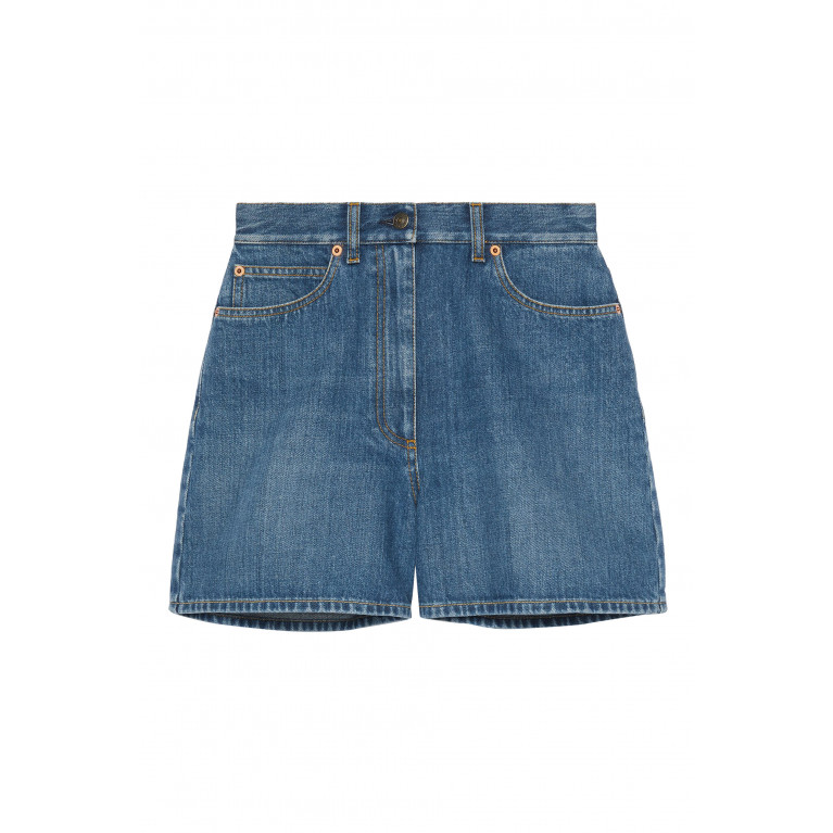 Gucci- GG Jacquard Denim Shorts Blue