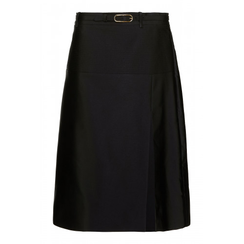Gucci- Duchesse Embroidered Silk Skirt Black