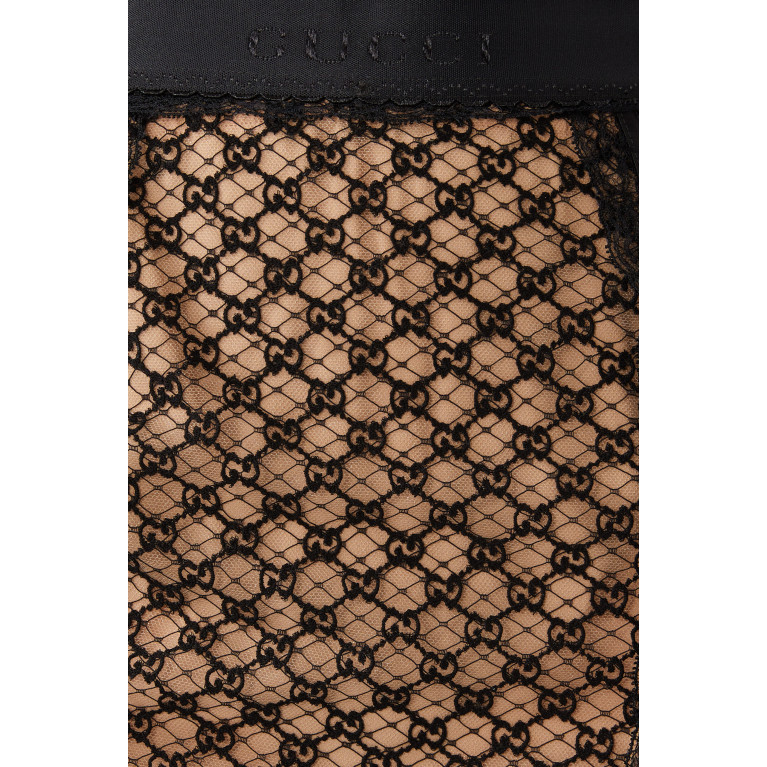 Gucci- GG Net Skirt with Lace Trims Black