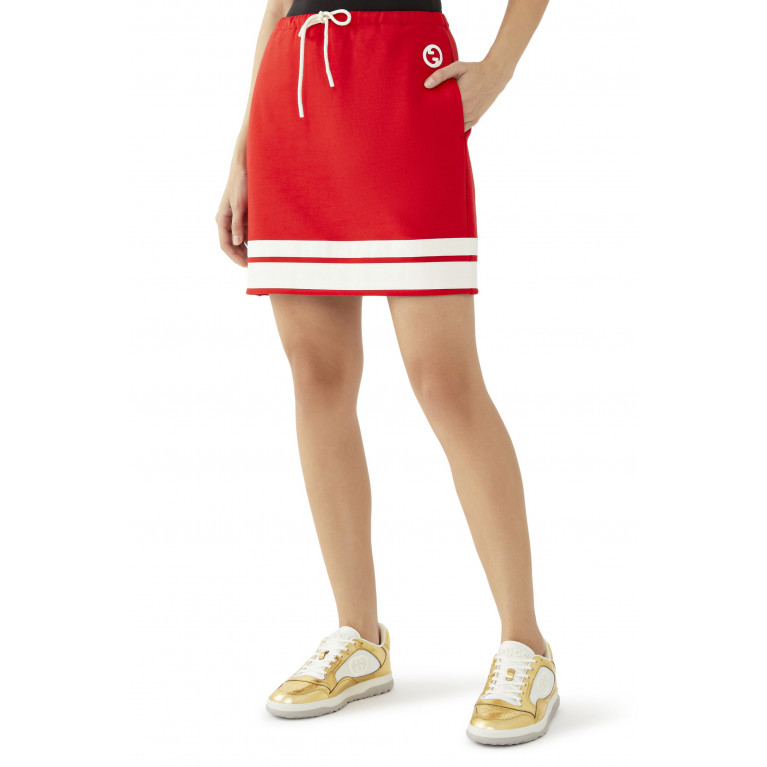 Gucci- Interlocking G Jersey Skirt Red