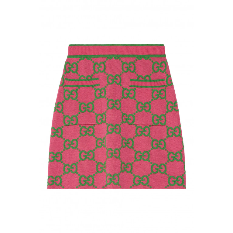 Gucci- Silk & Cotton Jacquard Skirt Red/Green