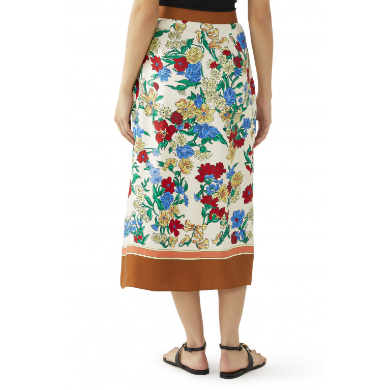 Gucci- Floral-Print Silk Skirt Multicolor