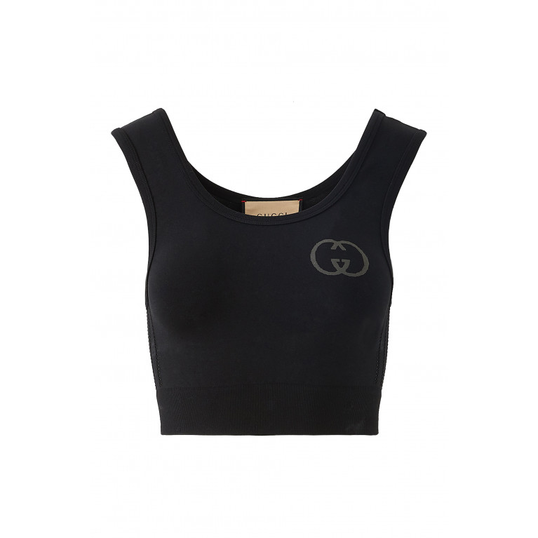 Gucci- Technical Jersey Cropped Top Black