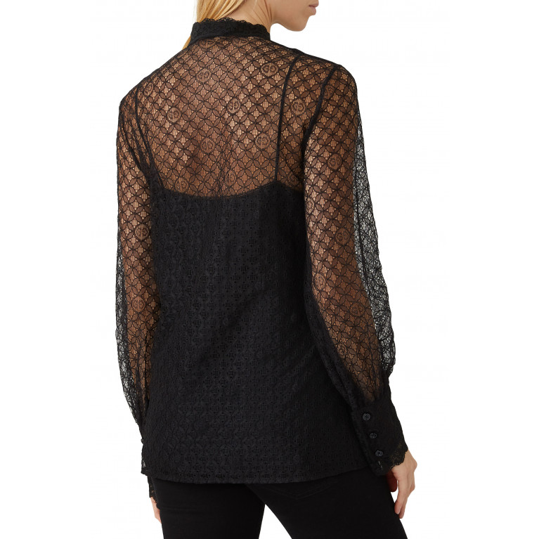 Gucci- GG Lace Puff-Sleeve Shirt Black