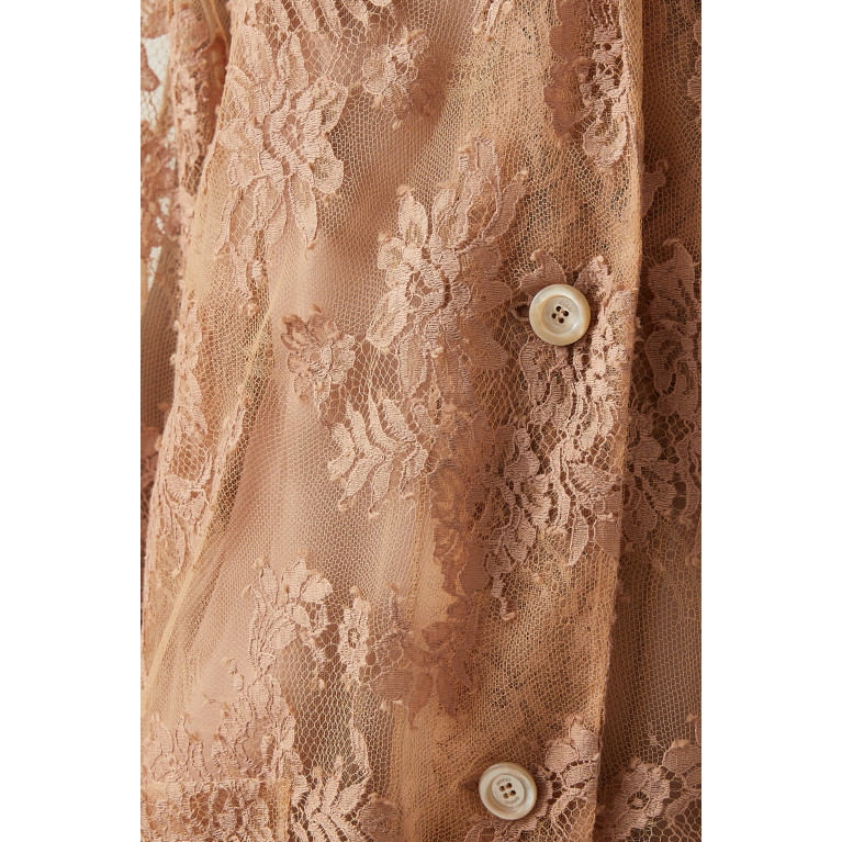 Gucci- Cotton Floral Lace Shirt Brown