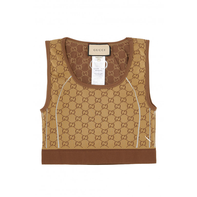 Gucci- GG Jersey Jacquard Crop Top Beige/Ebony