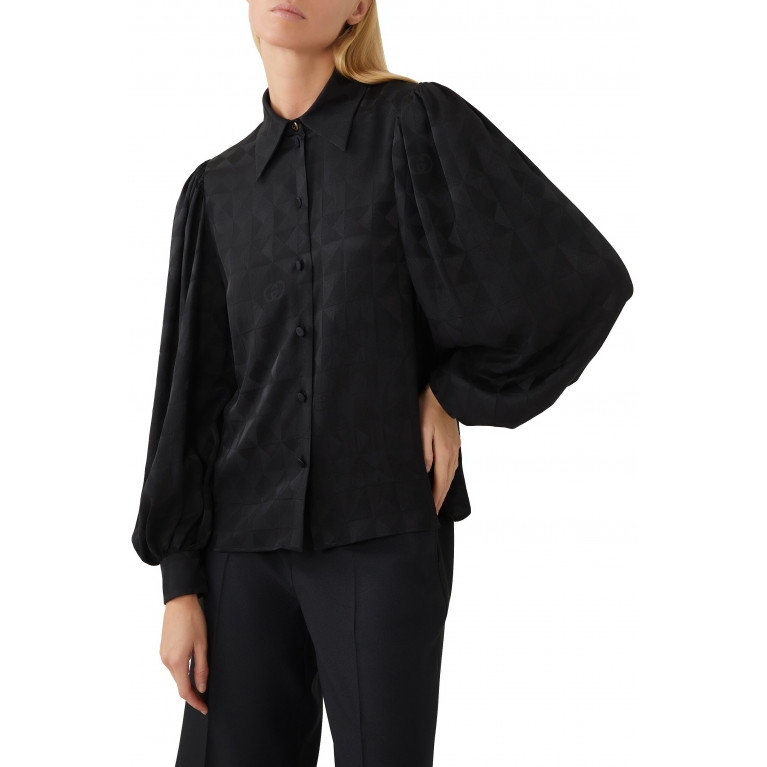Gucci- Geometric GG Crêpe Satin Shirt Black