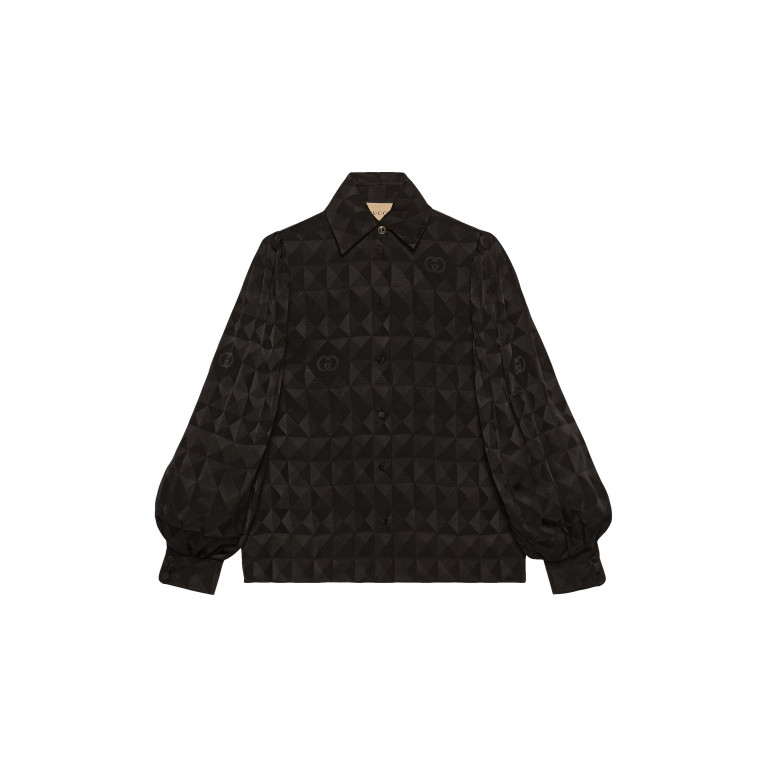 Gucci- Geometric GG Crêpe Satin Shirt Black