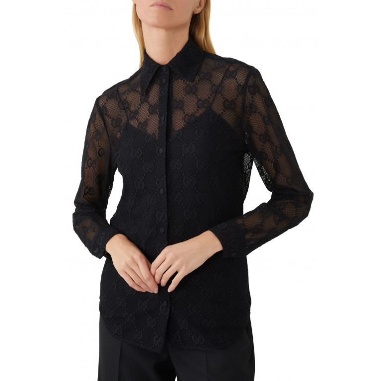 Gucci- Lace Collared Shirt Black