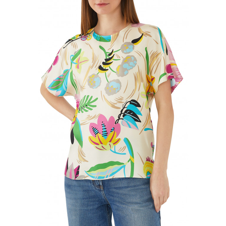 Gucci- Floral Silk T-Shirt Multicolor