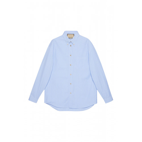 Gucci- Striped Cotton Poplin Shirt Blue