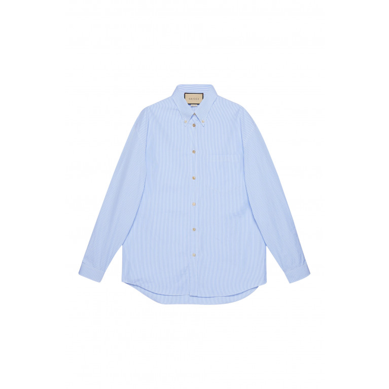Gucci- Striped Cotton Poplin Shirt Blue