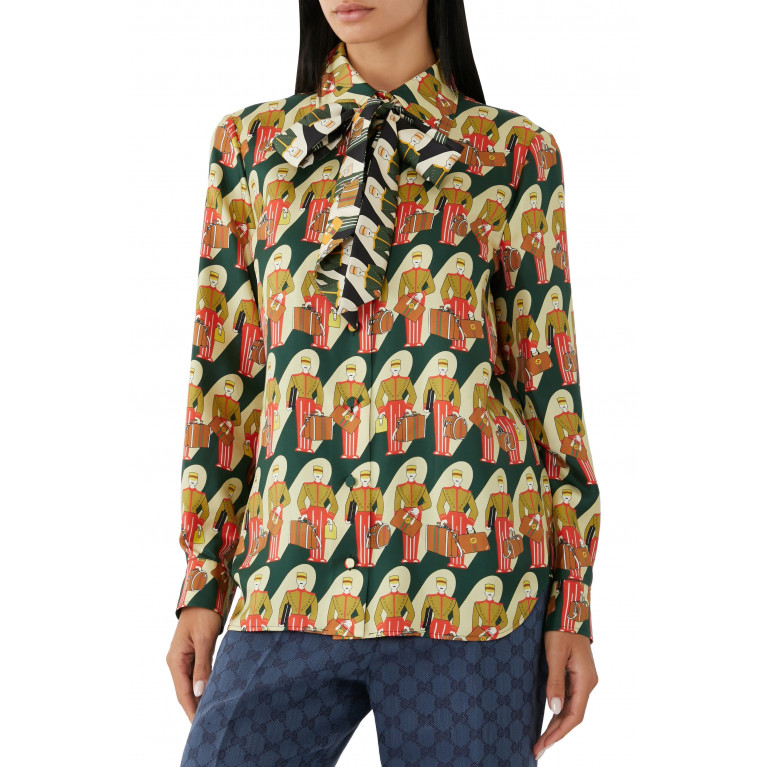 Gucci- Porter Print Bow Shirt Multicolored