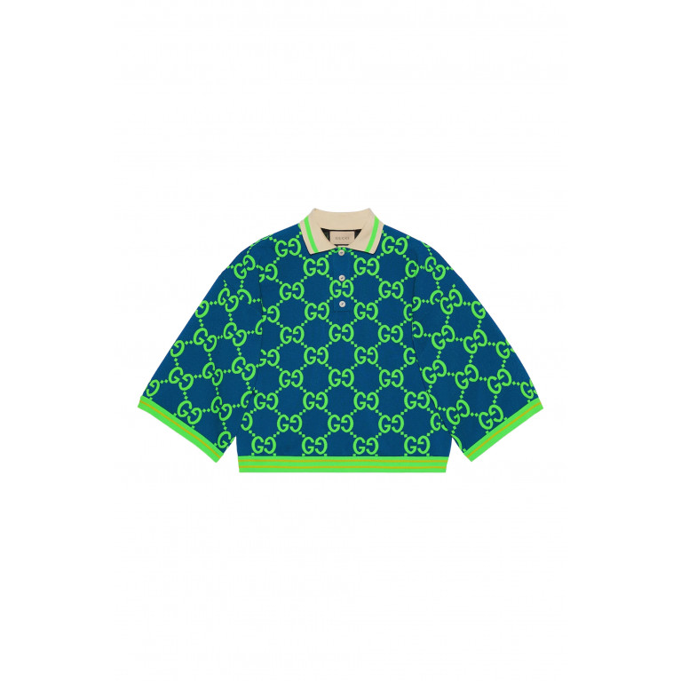 Gucci- GG Cropped Polo Shirt Green