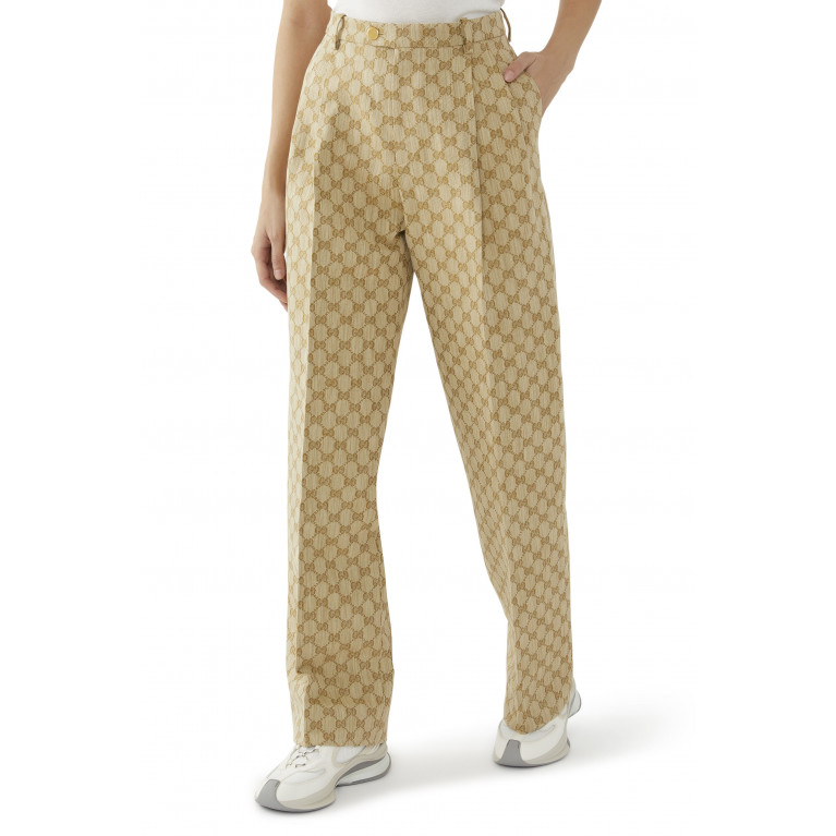 Gucci- GG Supreme Linen Pants Brown