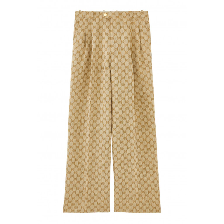Gucci- GG Supreme Linen Pants Brown