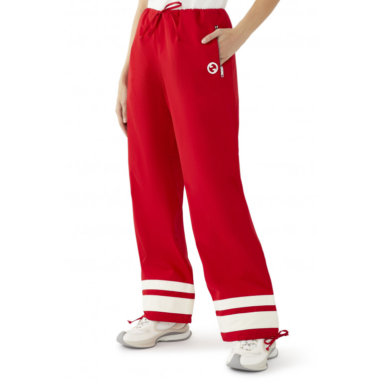 Gucci- Tie-Cuff Cotton Pants Red